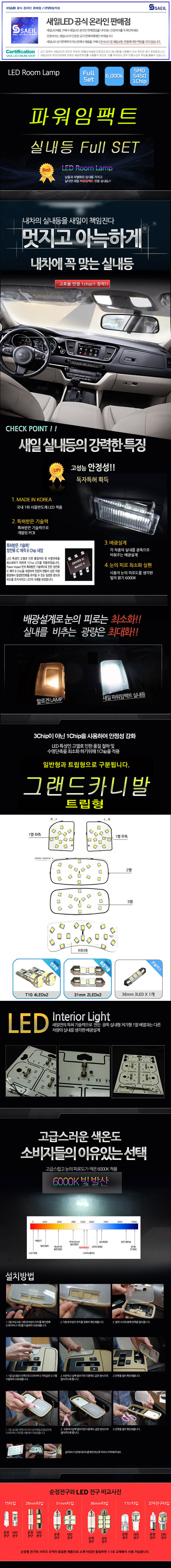 [파워임팩트] 새일 LED실내등 고급형 풀세트 _ 그랜드카니발(트립형)